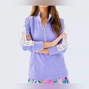 LILLY PULITZER Skipper Popover Lace Sleeves EUC